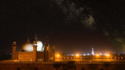 scenic view of mosque during nighttime